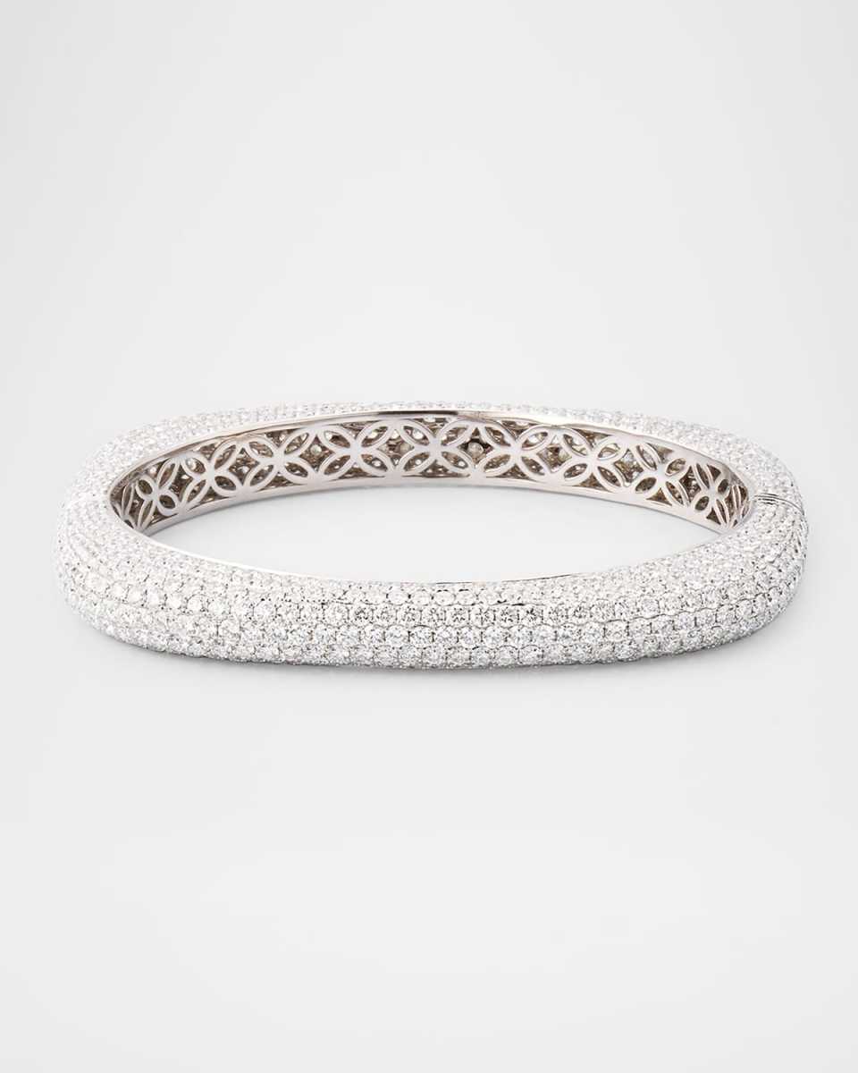 18K White Gold Full Diamond Bangle